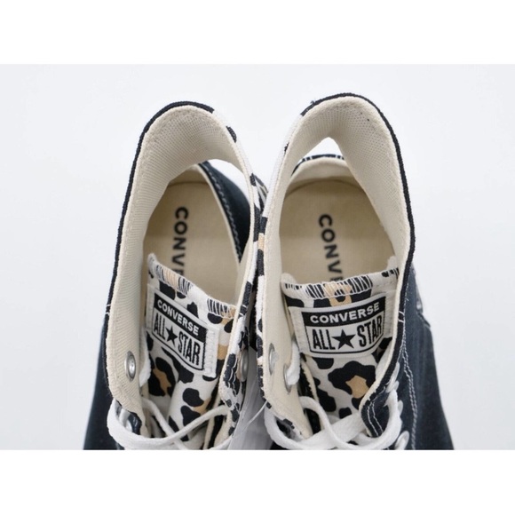 Converse Leopard Print High Top Sneakers - Black, Tan & White - Picture 7 of 9